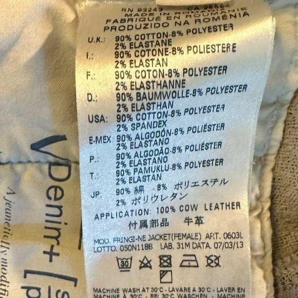 Diesel Fringi NE Denim Jean Jacket Women’s Small Leather Logo Stretch Fitted Y2K - Picture 12 of 17